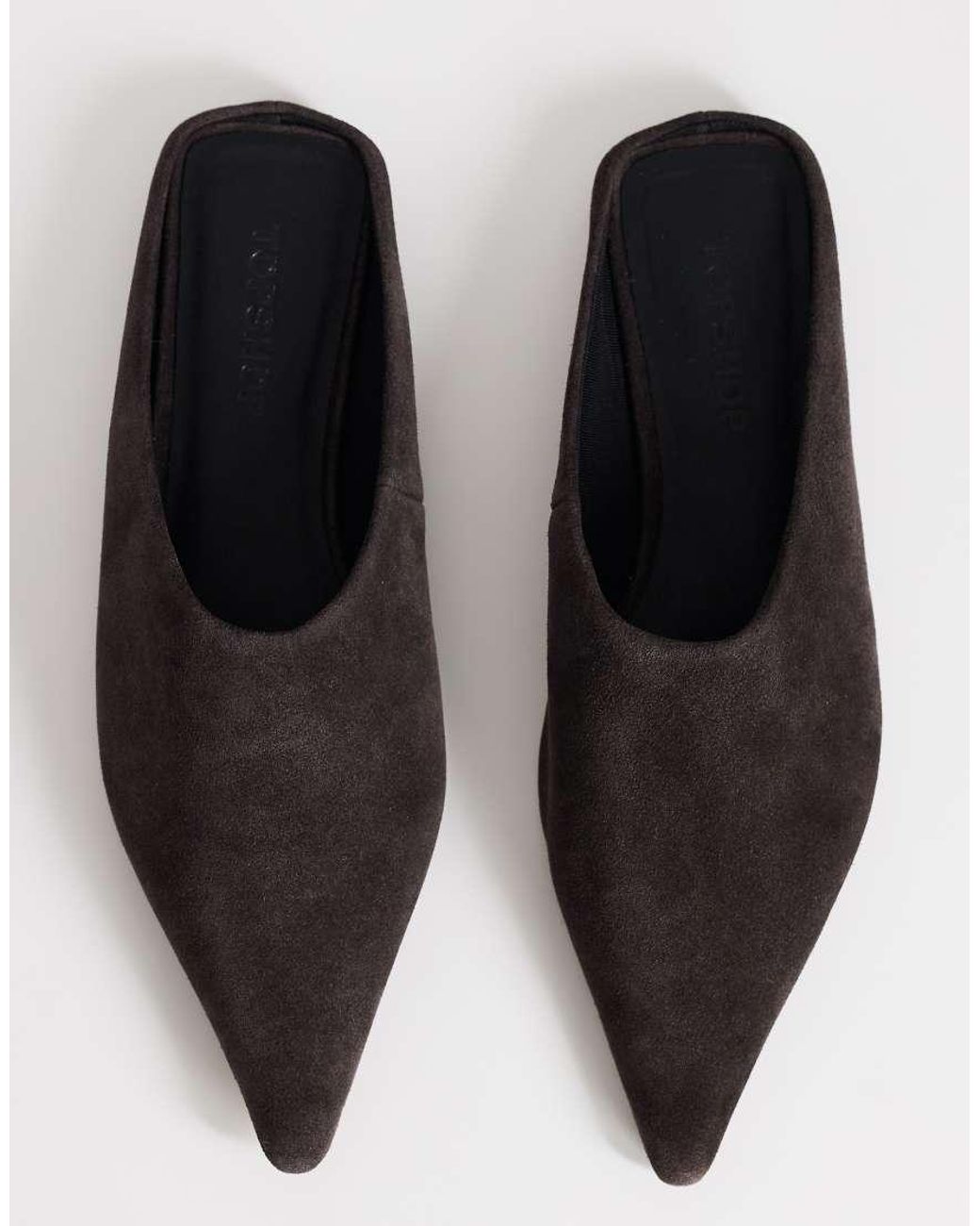 TOPSHOP White Dawn Real Suede Flat Pointed Shoes