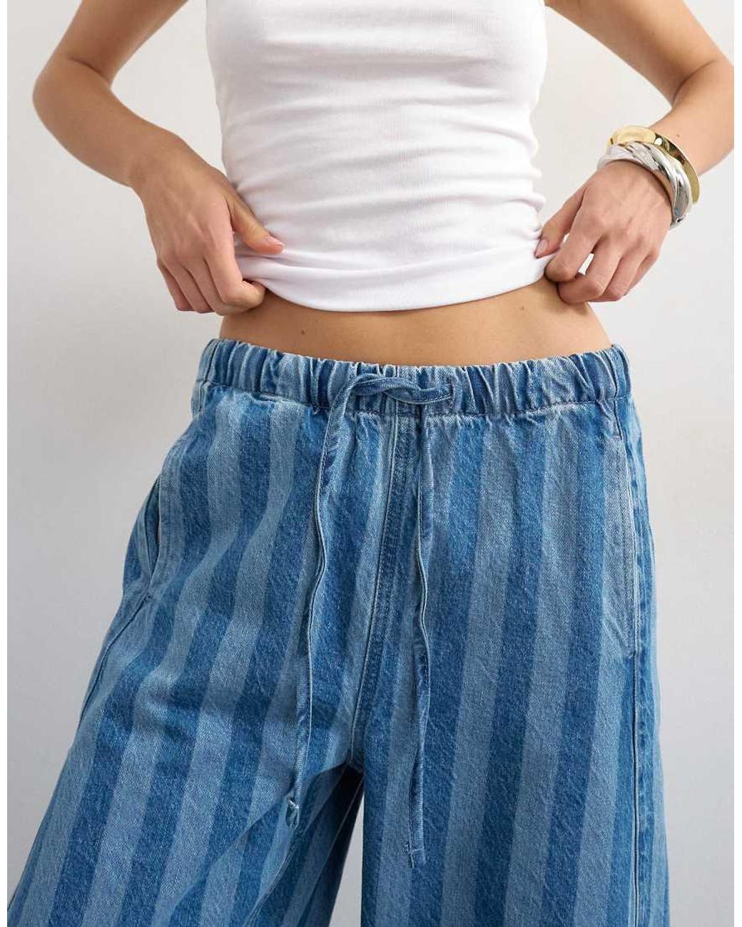 TOPSHOP Blue Denim Pull On Barrel Short