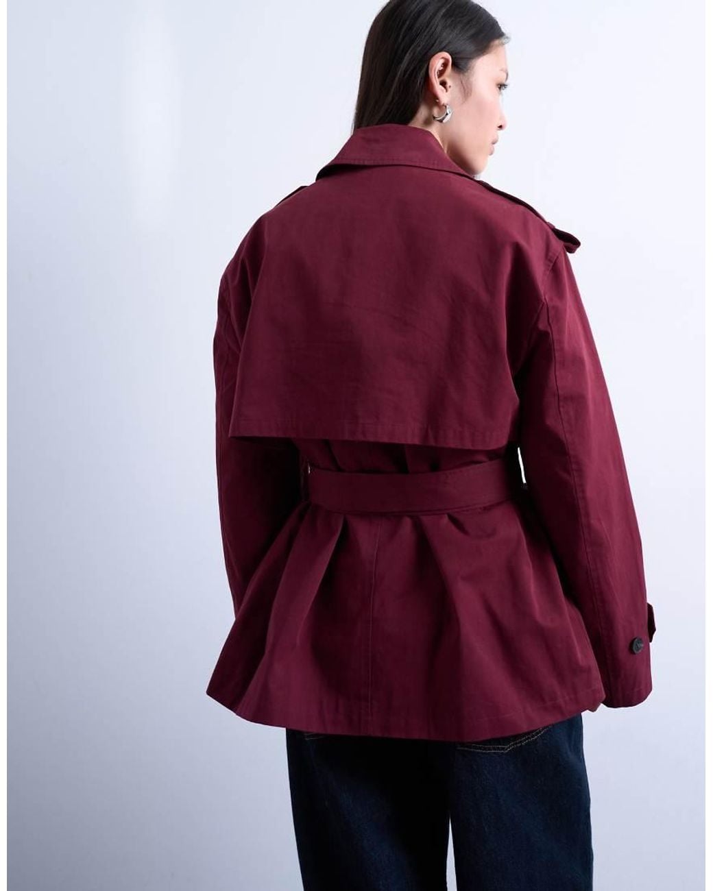 TOPSHOP Red Short 90S Trench Coat