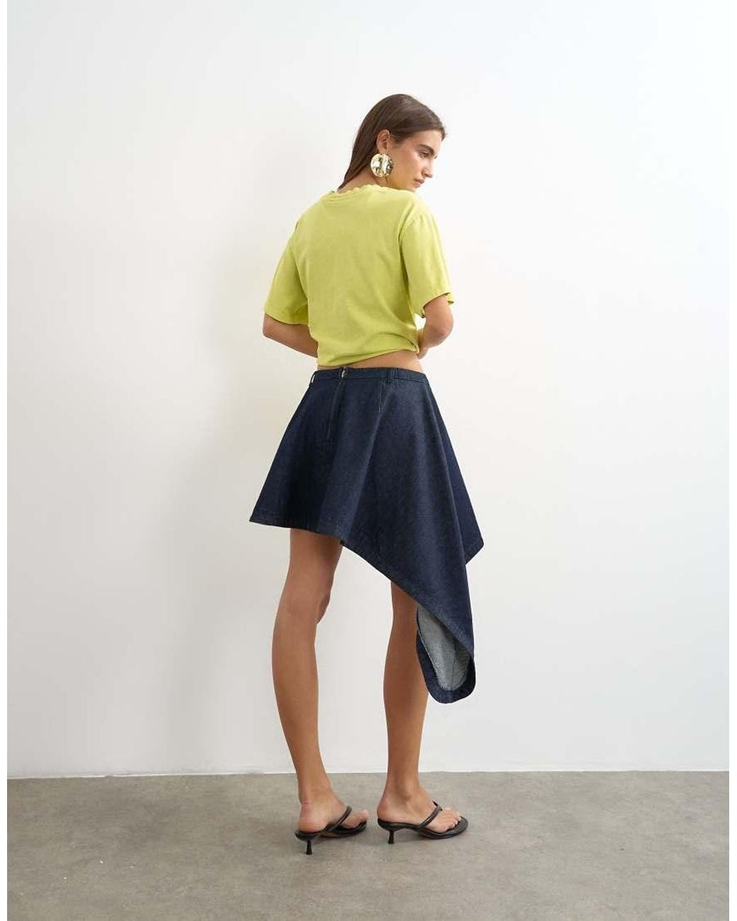TOPSHOP Blue Denim Asymmetric Mini Skirt