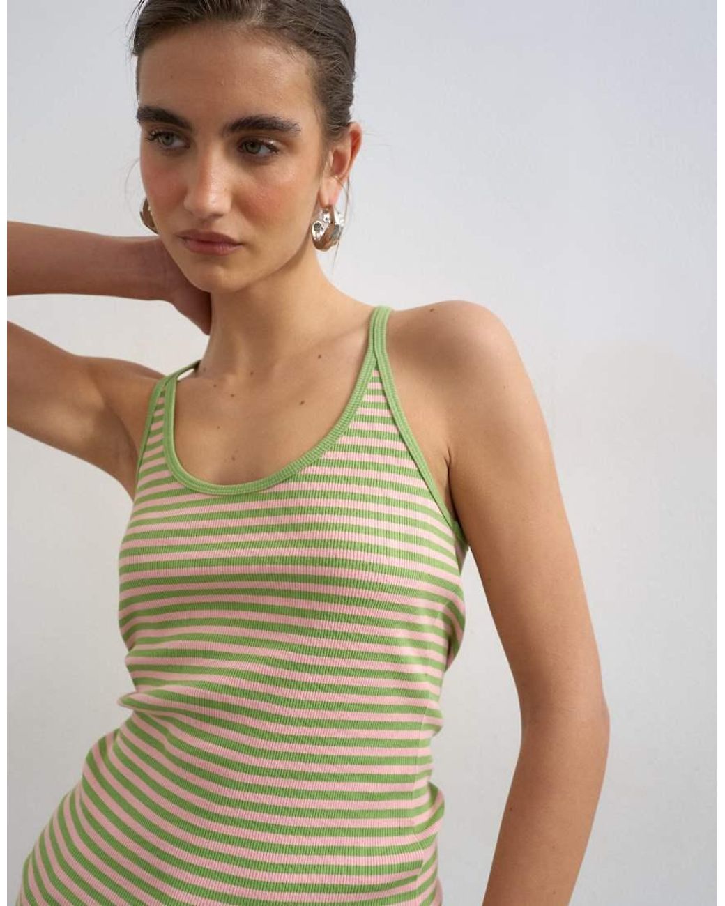 TOPSHOP Blue Stripe Spaghetti Strap Scoop Racer Vest