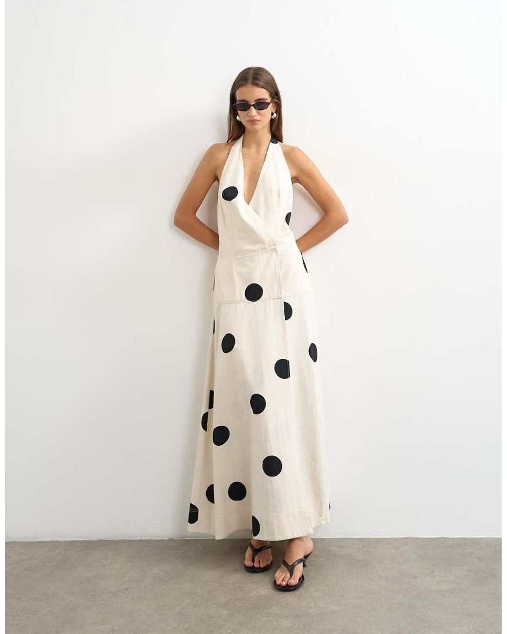 TOPSHOP White Premium Halter Neck Wrap Maxi Dress