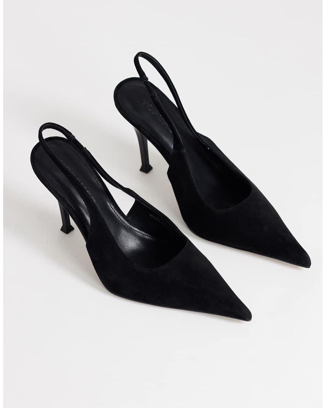 TOPSHOP White Anya Real Suede Sling Back High Heeled Court Shoes