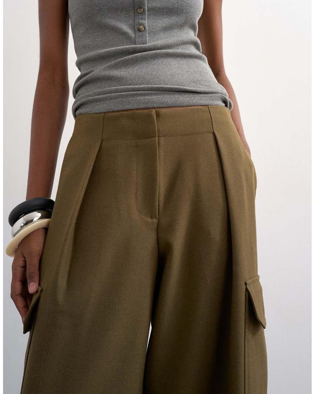 TOPSHOP Brown Tailored Cargo Trouser