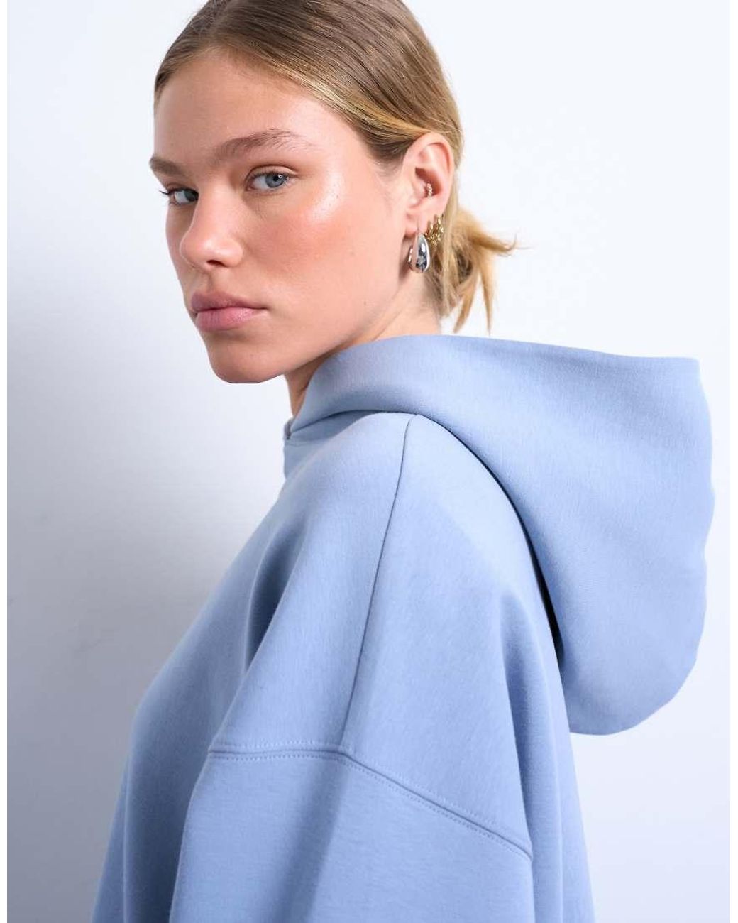 TOPSHOP Blue Premium Scuba Oversized Jean Grazer Hoodie