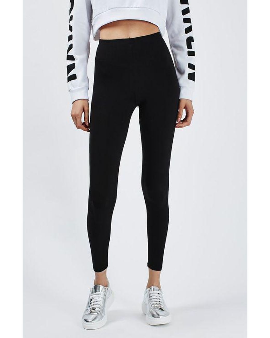 TOPSHOP Synthetic New Ankle Length Leggings in Black - Lyst