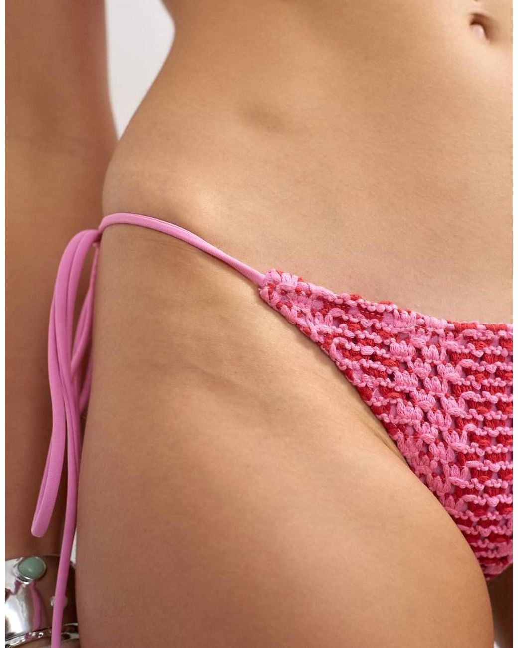 TOPSHOP Pink Thea Thong Bikini Bottom