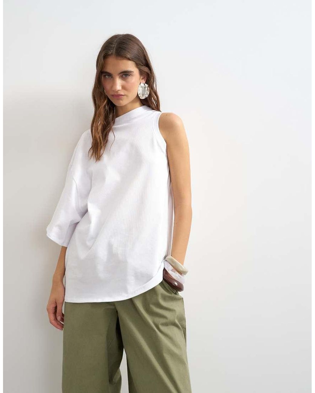TOPSHOP White Distorted Cape Top
