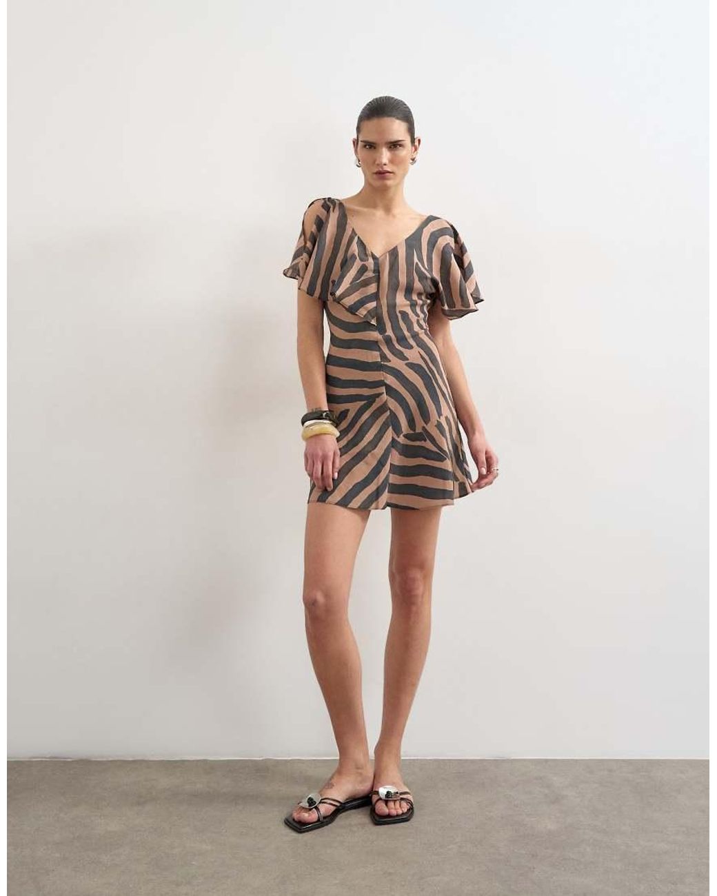 TOPSHOP White Asymmetric Frill Mini Dress