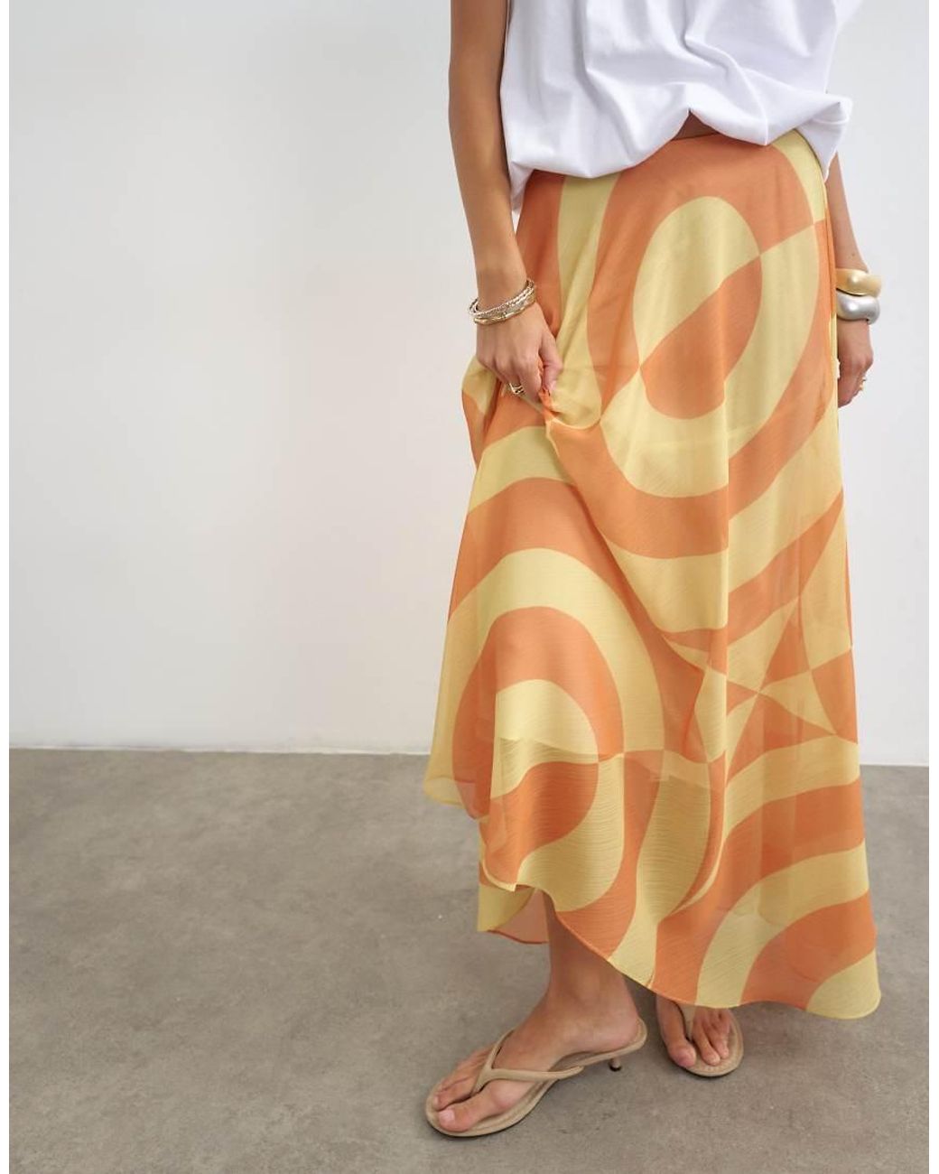 TOPSHOP Multicolor Sheer Full Circle Chiffon Midi Skirt