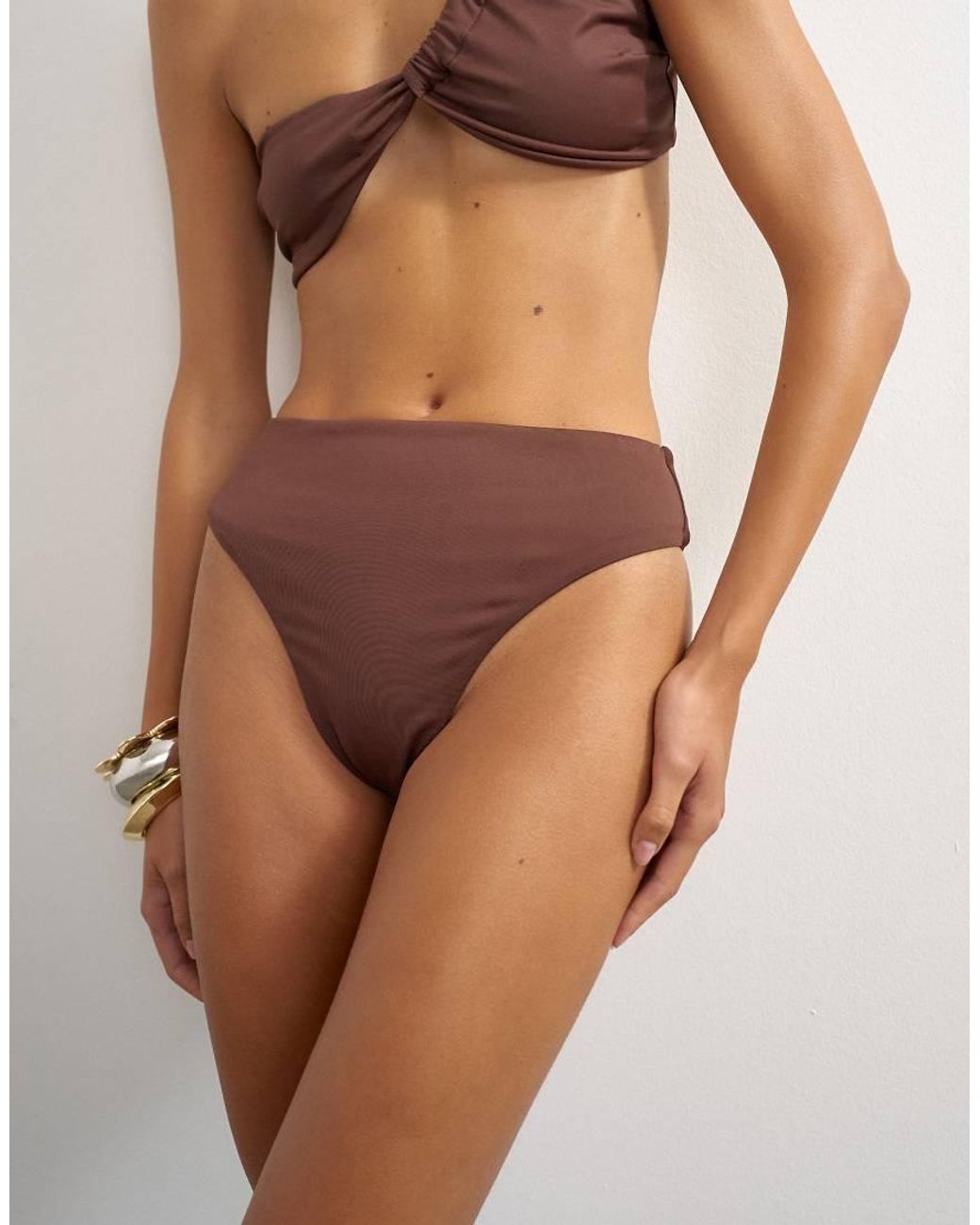 TOPSHOP Natural Tiana High Waisted Bikini Bottoms