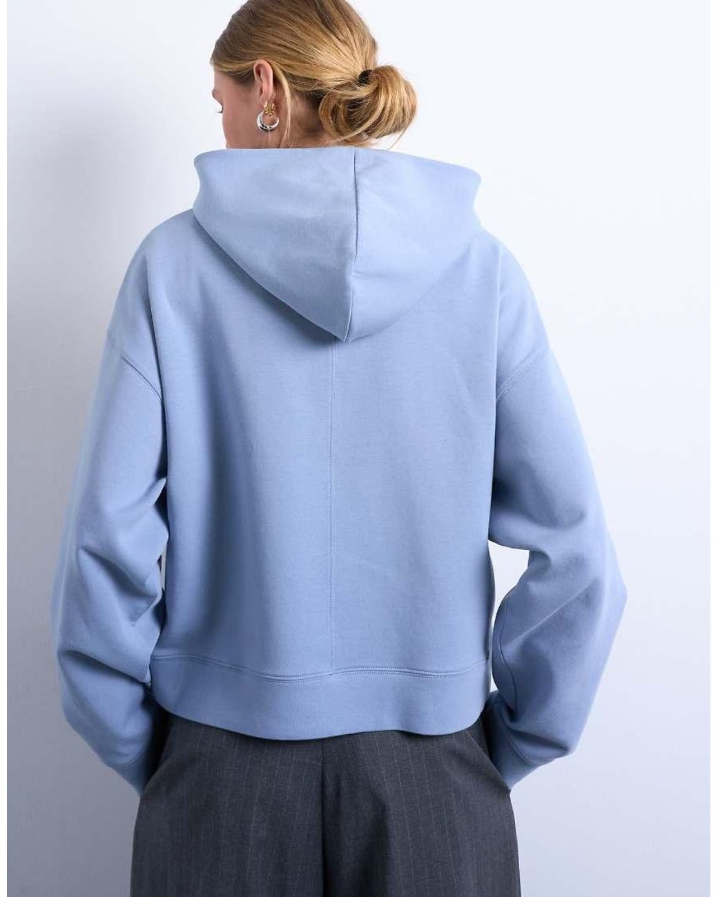 TOPSHOP Blue Premium Scuba Oversized Jean Grazer Hoodie