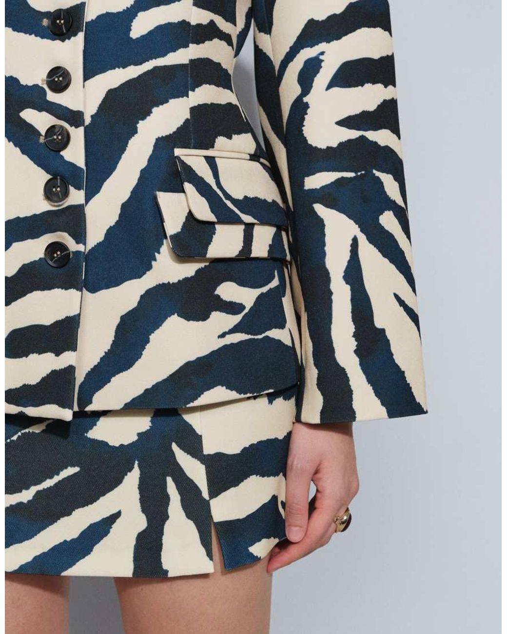 TOPSHOP Multicolor Co-Ord Zebra Print High Neck Blazer