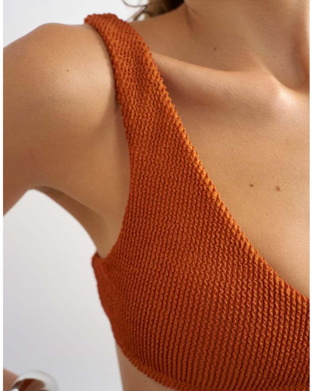 TOPSHOP Brown Tara Scoop Bikini Top