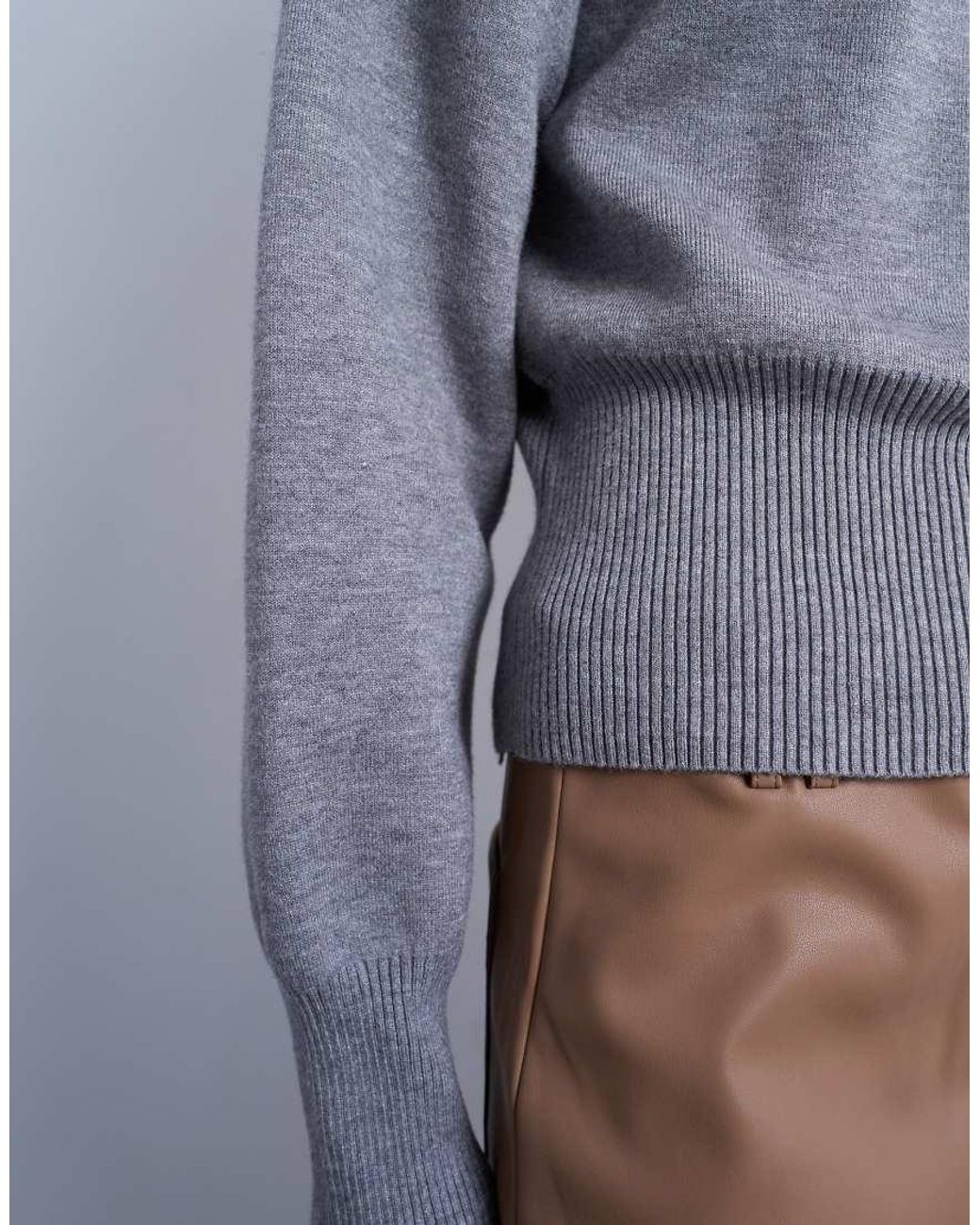 TOPSHOP Green Knit Compact Fitted Waist Sweater