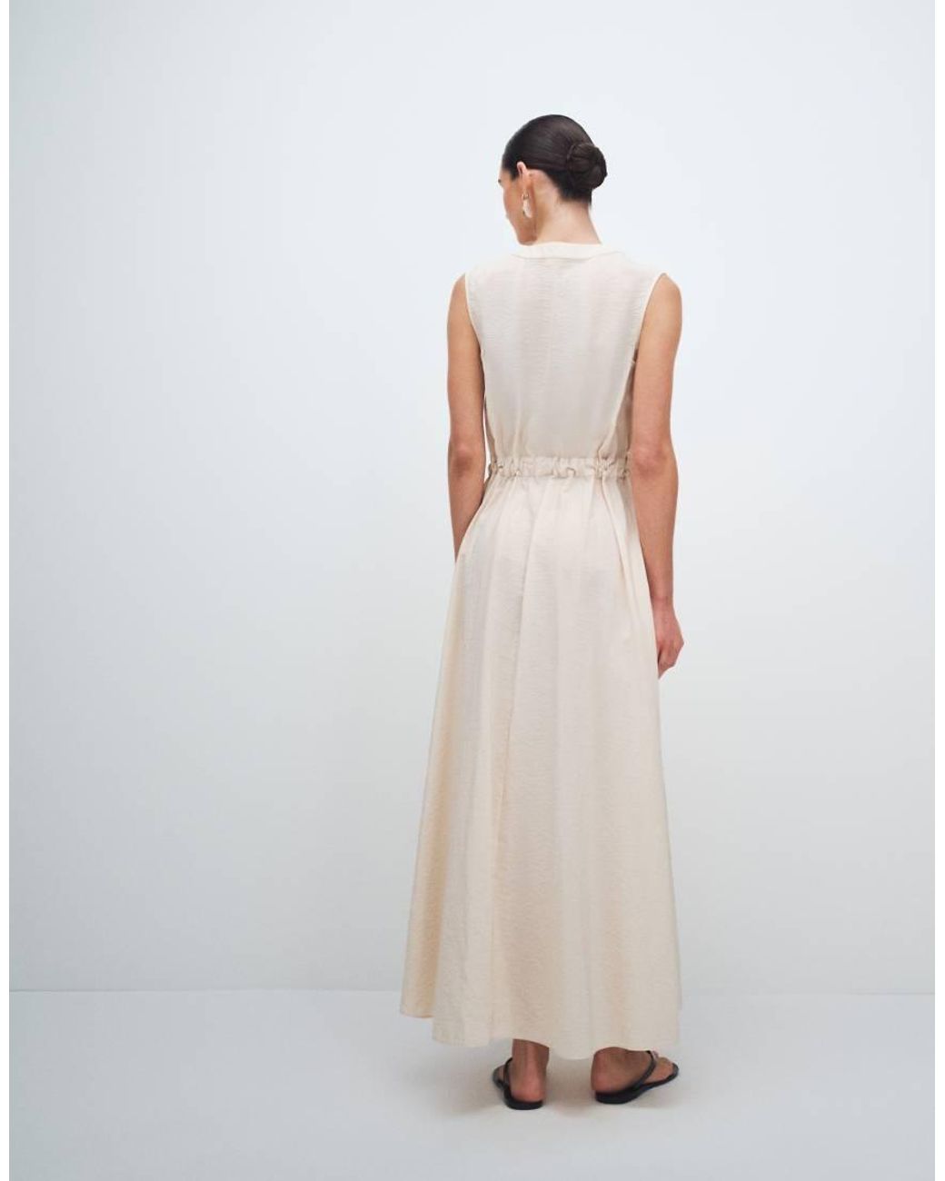 TOPSHOP White Crinkle V Neck Zip Front Utility Maxi Dress