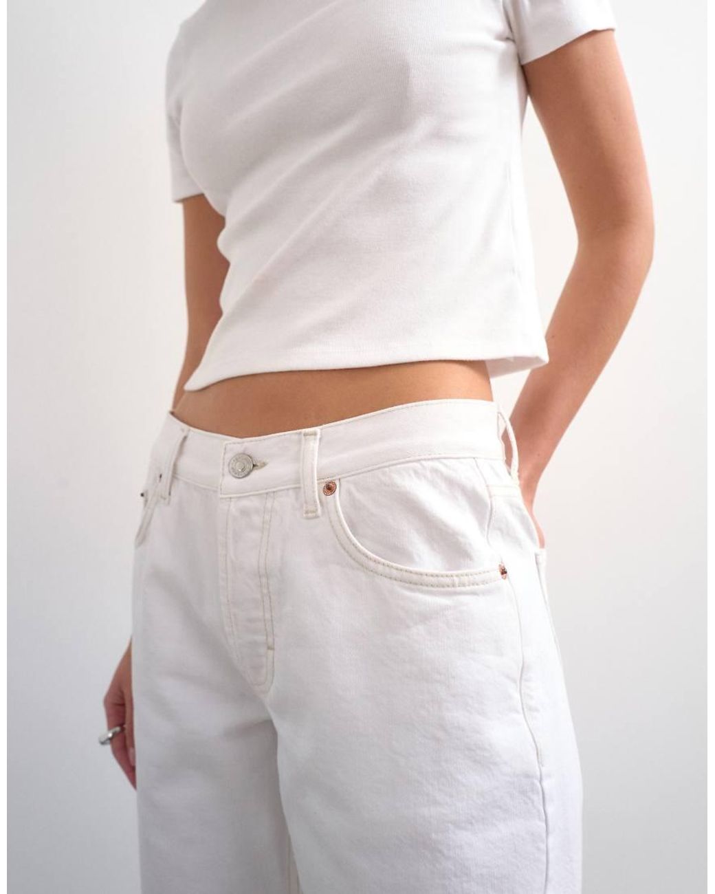 TOPSHOP White Ember Low Rise Relaxed Straight Jean