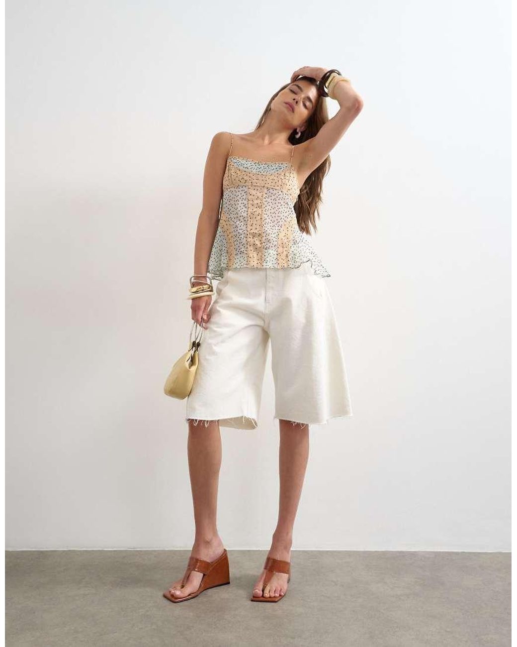 TOPSHOP Natural Sheer Seam Detail Cami Top