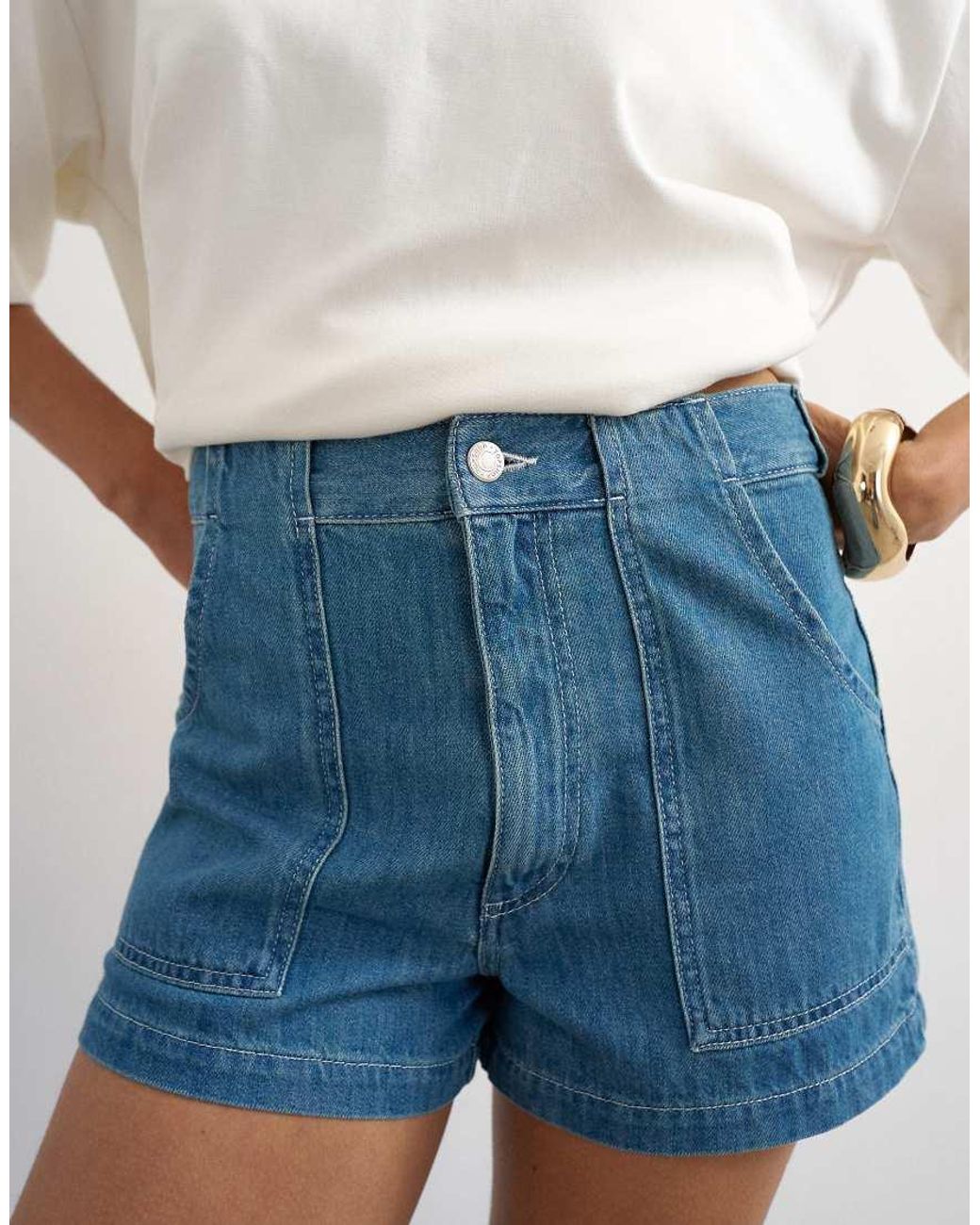 TOPSHOP White Denim Scout Short