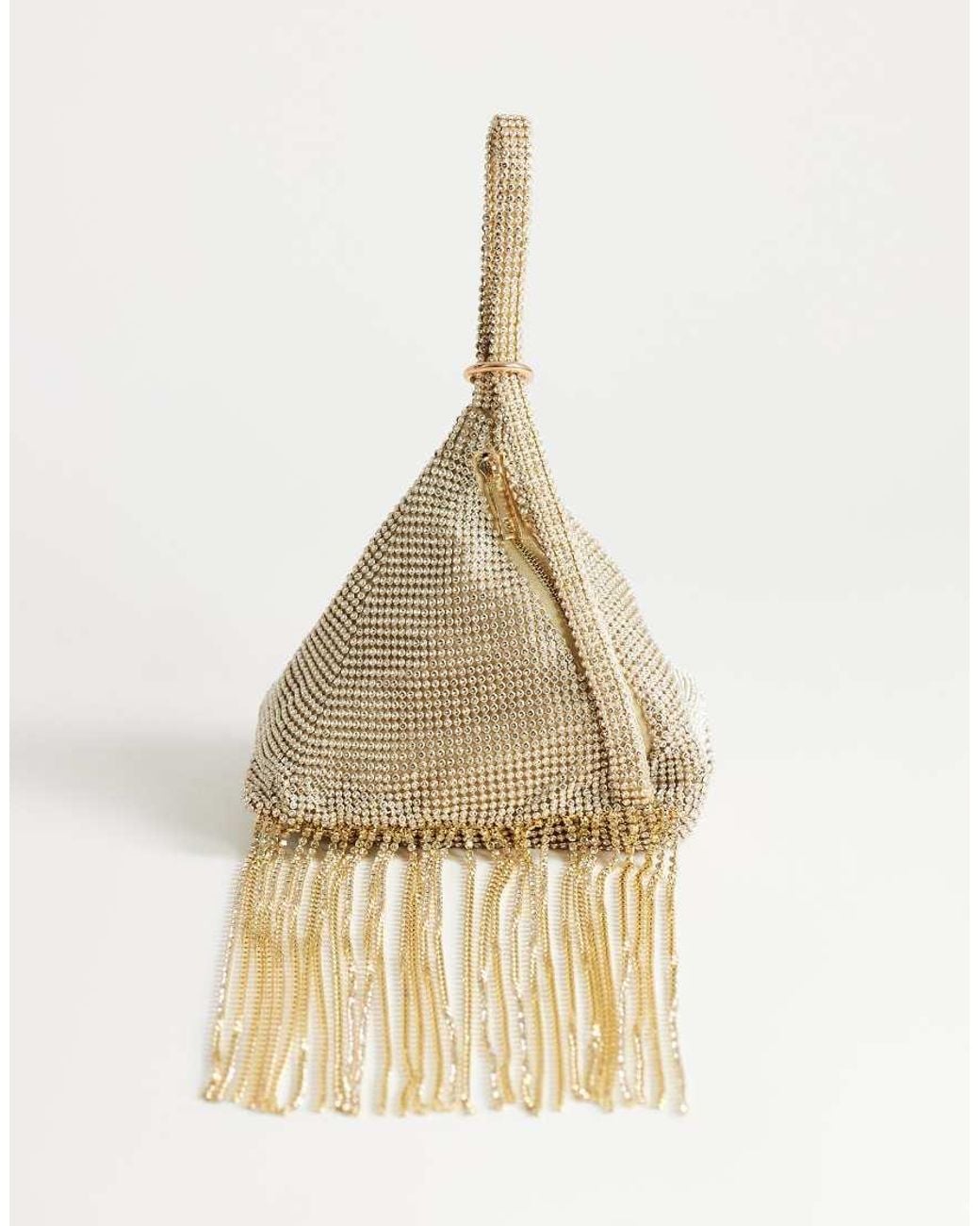 TOPSHOP Natural Matty Small Triangle Grab Bag With Tassels