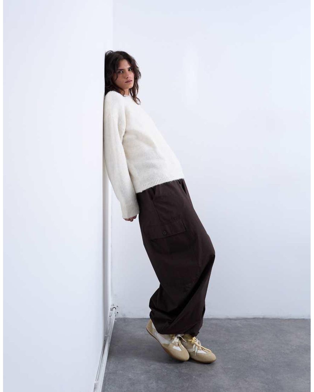 TOPSHOP White Fluffy Knit Boxy Crew Neck Sweater