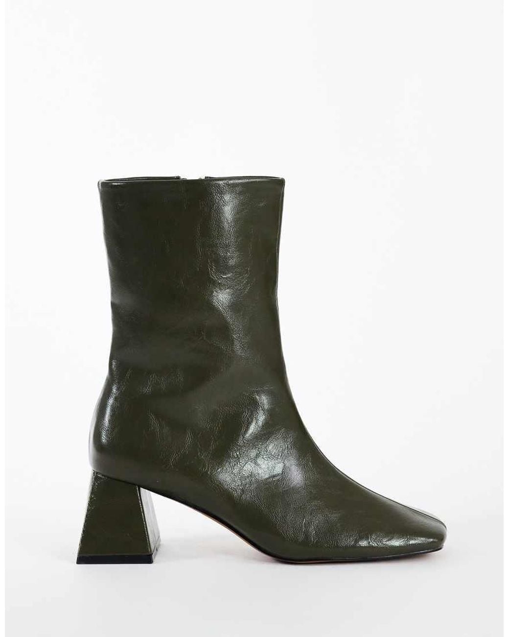 TOPSHOP Green Kenton Block Heel Ankle Boot