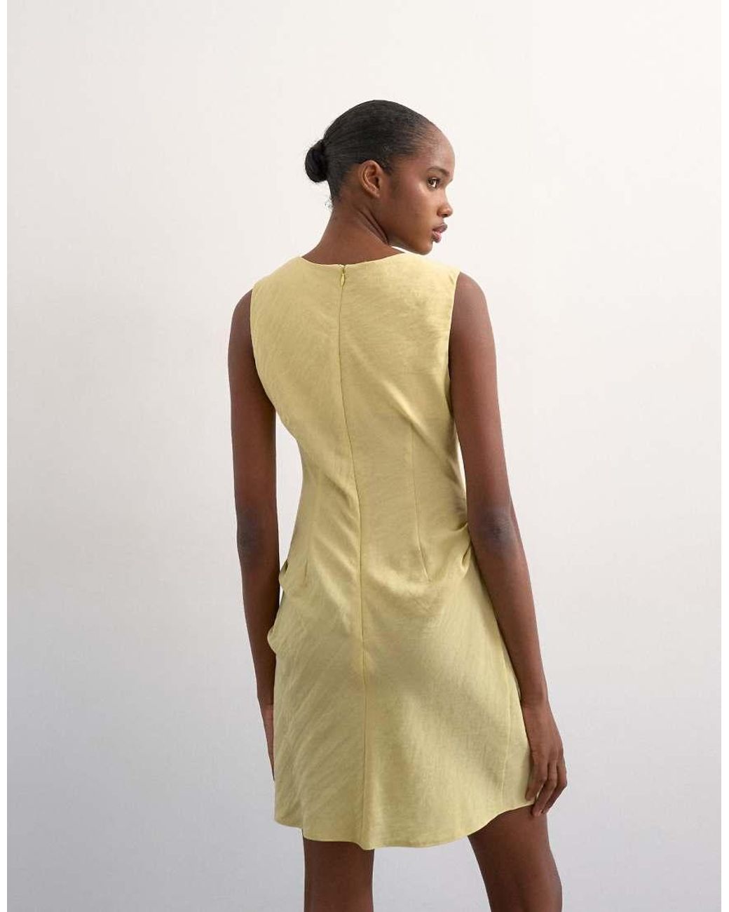TOPSHOP Natural Structured Drape Mini Dress