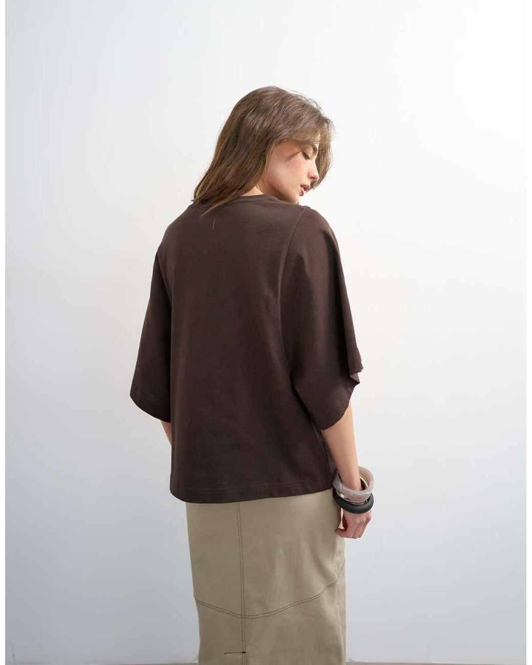 TOPSHOP Brown Batwing T-Shirt