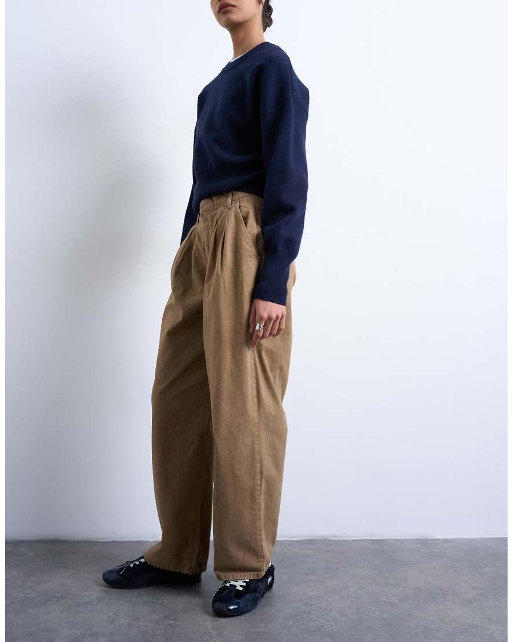 TOPSHOP Blue Utility Pintuck Chino Trouser