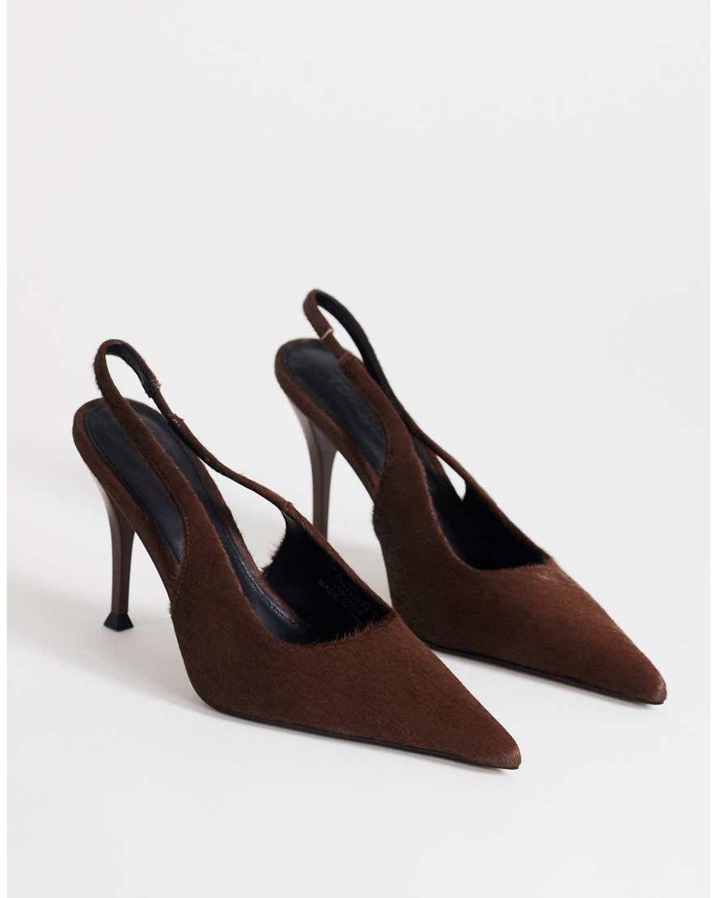 TOPSHOP Brown Anya Sling Back High Heeled Pumps
