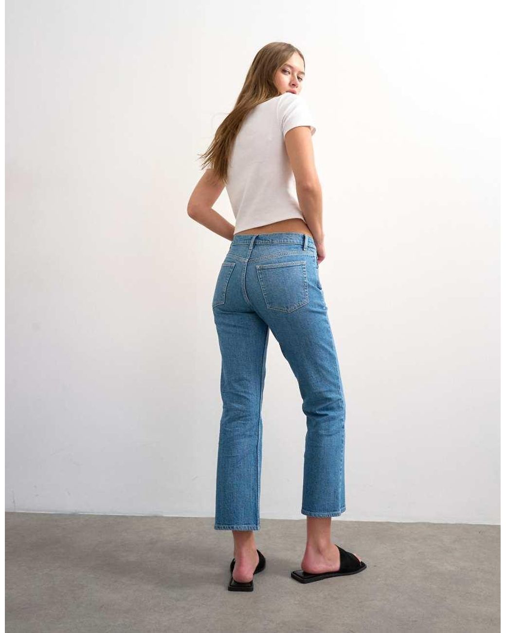 TOPSHOP Blue Cropped Kick Flare Jeans