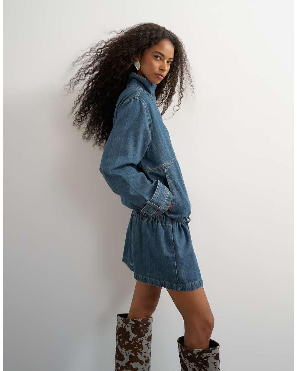 TOPSHOP Blue Funnel Bubble Dress