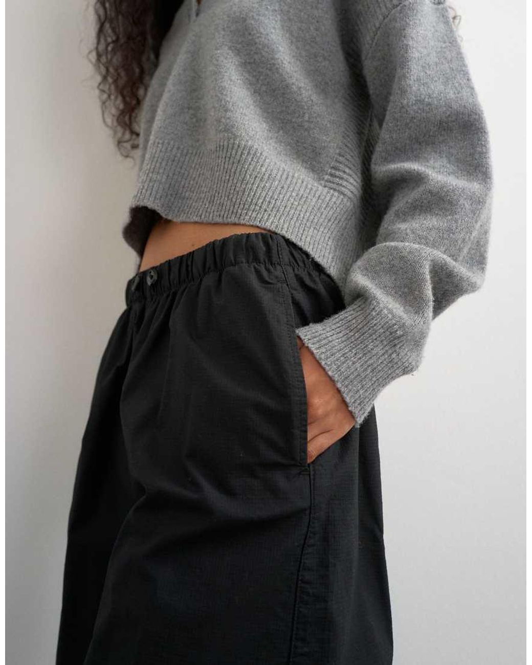 TOPSHOP Black Ripstop Short With Toggle Detail