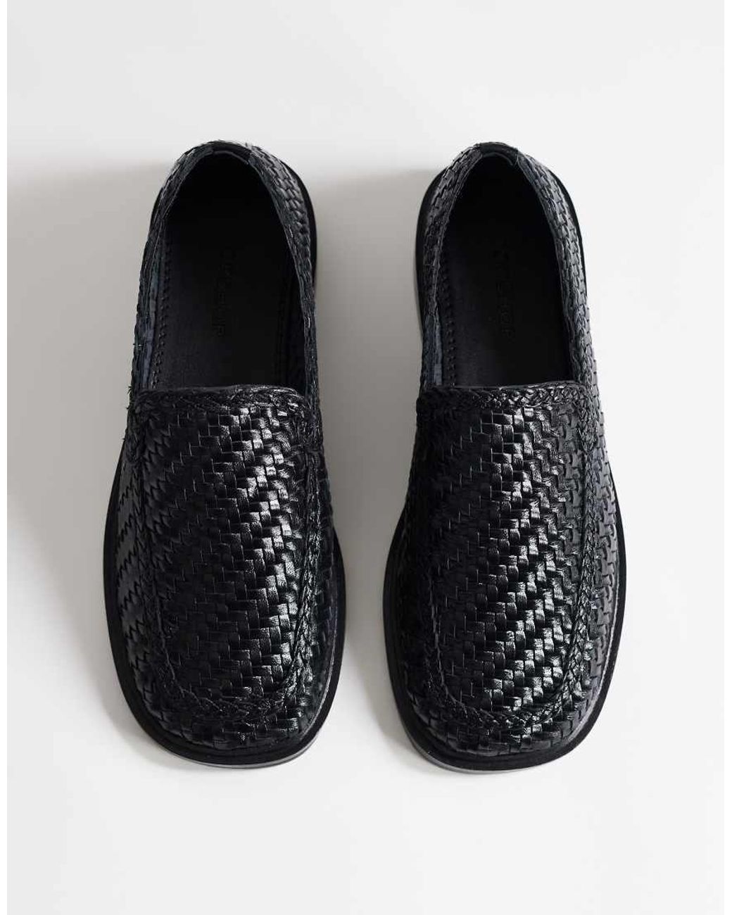 TOPSHOP Blue Bali Real Leather Weave Flat Shoe Loafers