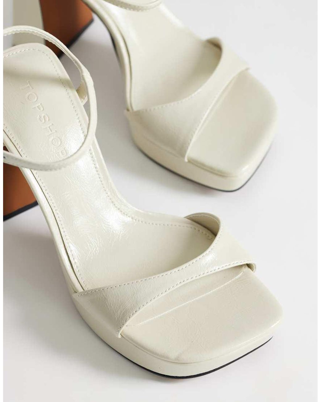 TOPSHOP White Faye Platform Two Part High Heel Sandals