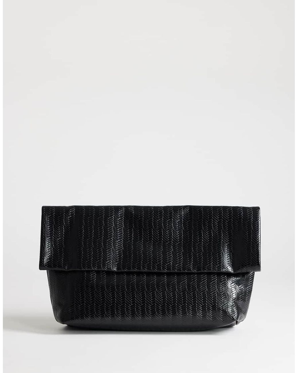 TOPSHOP Gray George Weave Oversized Clutch Bag