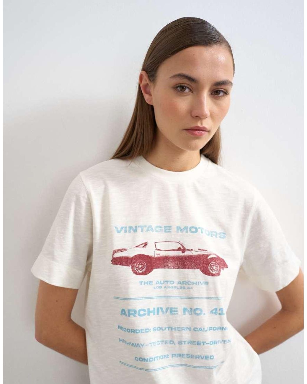TOPSHOP Blue 'Vintage Motor' Graphic Tee