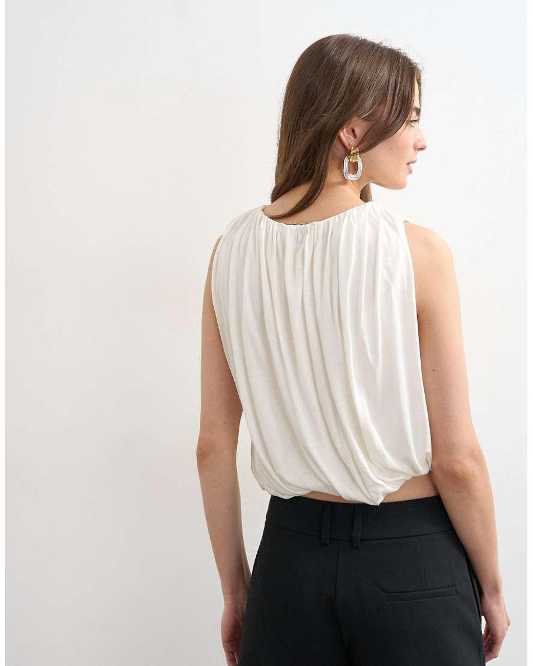 TOPSHOP Black Bubble Drape Top