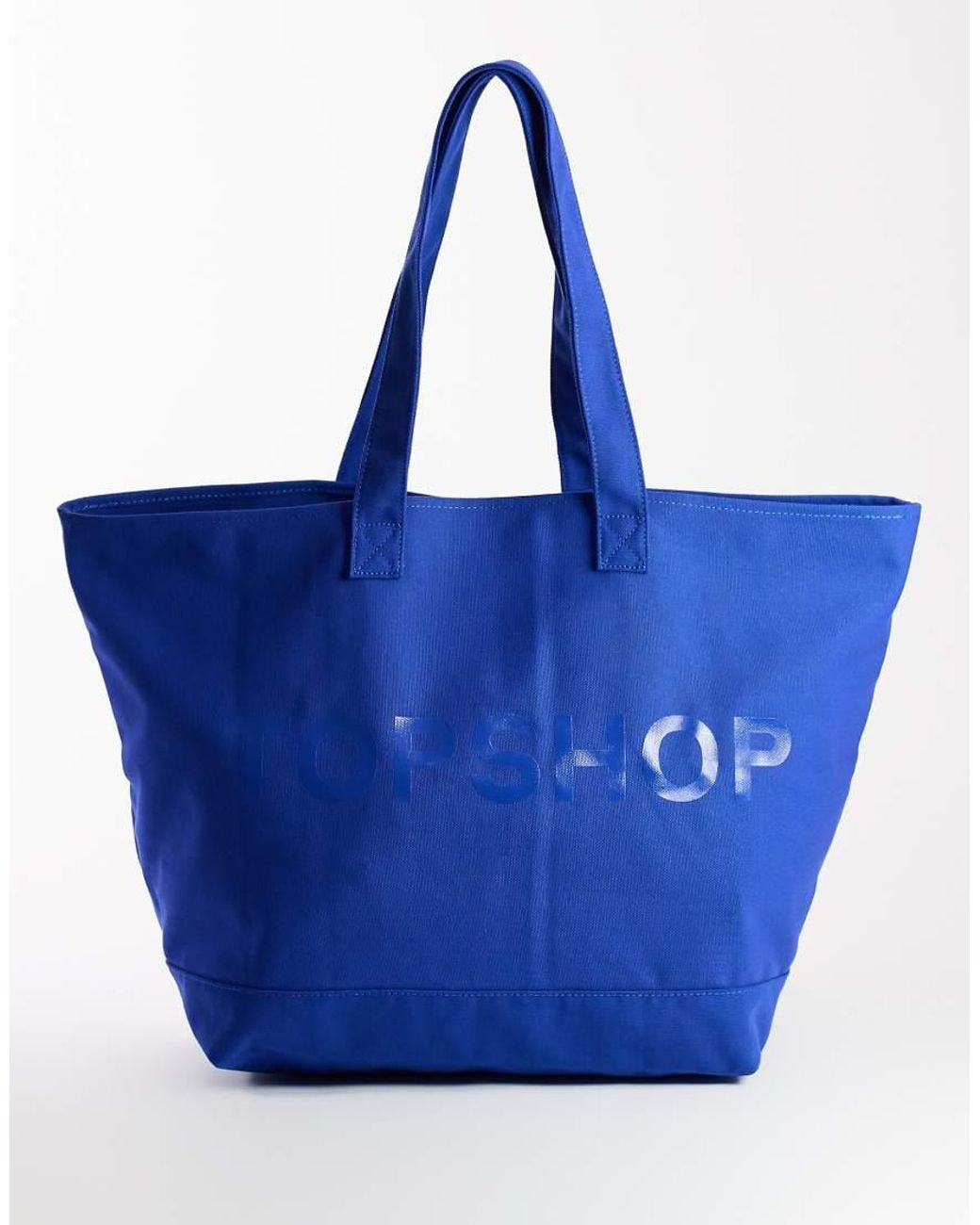 TOPSHOP Blue Large Canvas Tote Bag