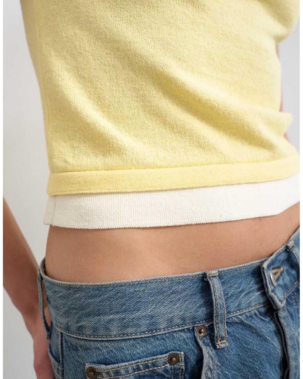 TOPSHOP Blue Knitted Double Layer T-Shirt