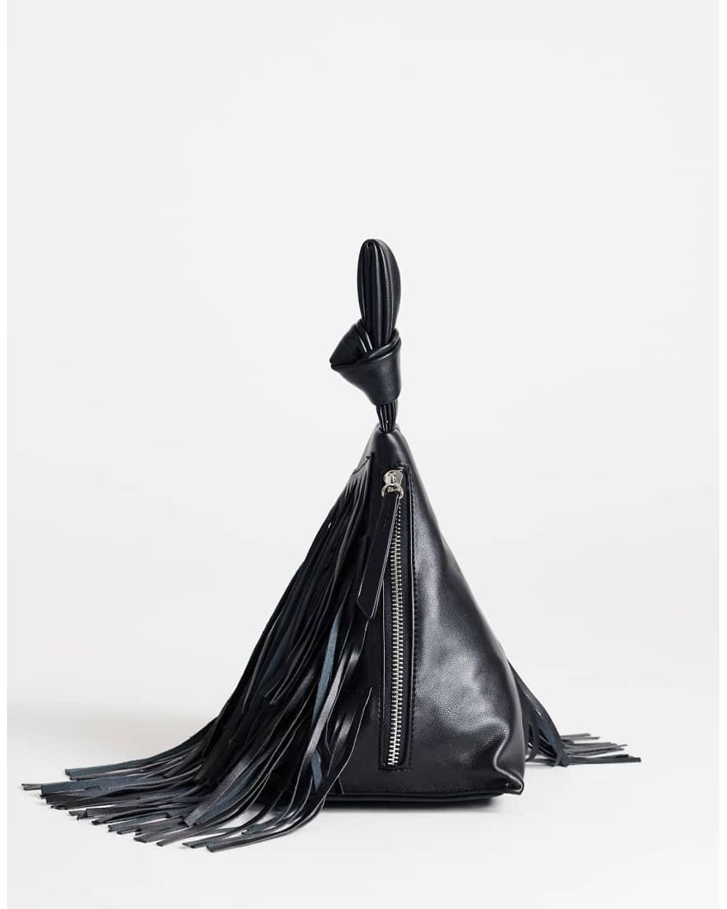 TOPSHOP Black Jada Small Fringe Wristlet Grab Bag