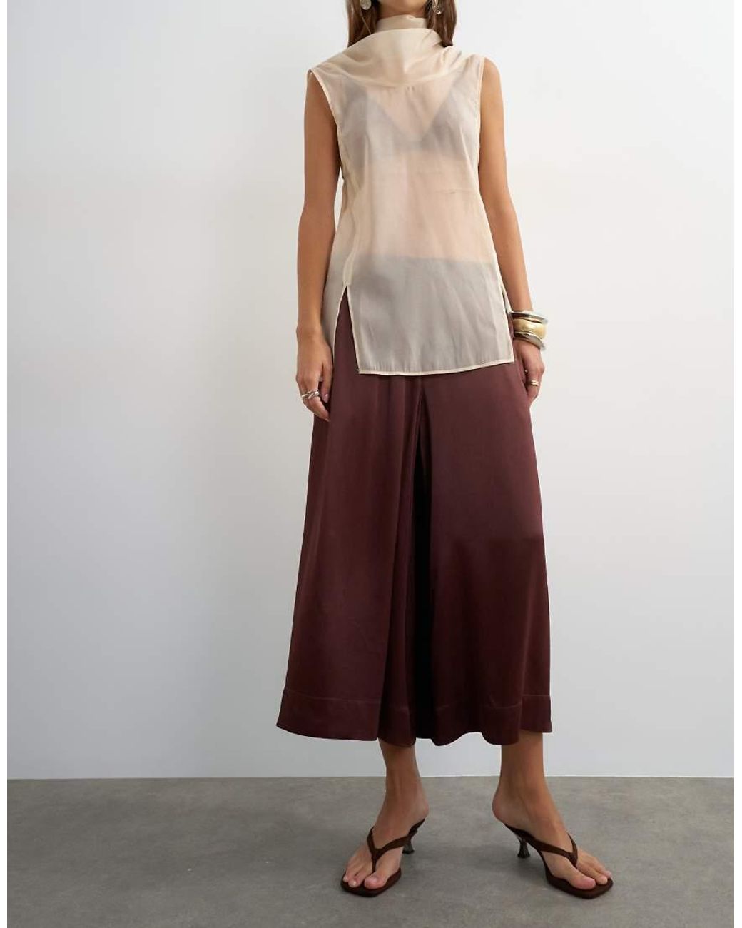 TOPSHOP Brown Satin Culotte