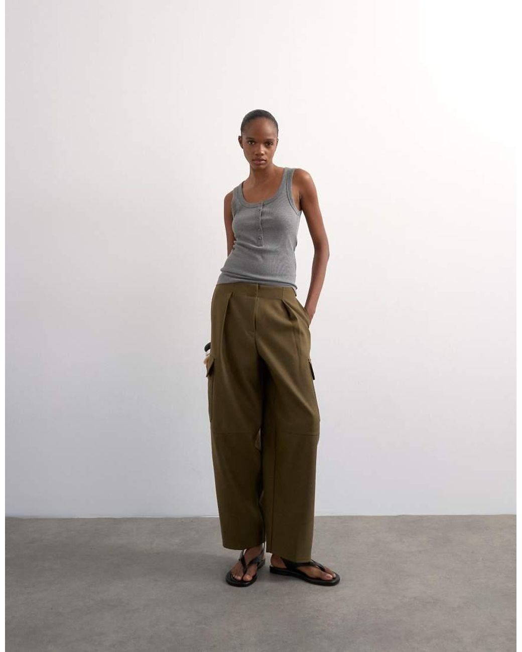 TOPSHOP Brown Tailored Cargo Trouser