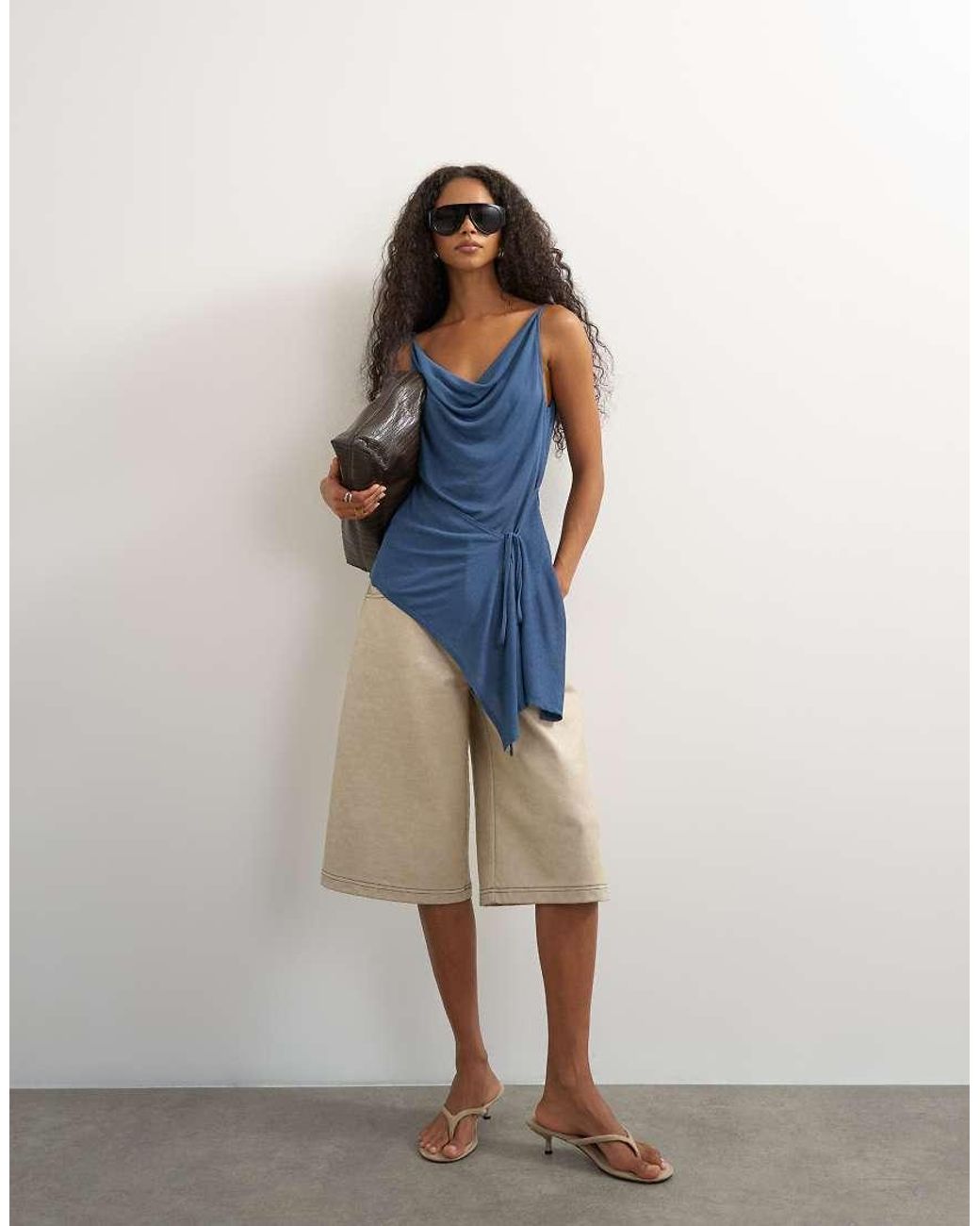 TOPSHOP Blue Cami Asymmetric Top
