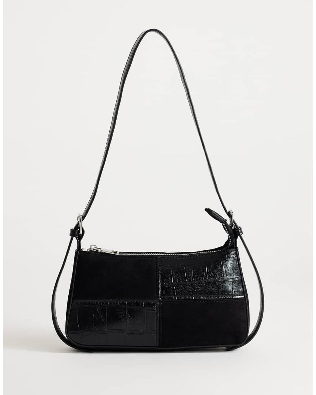 TOPSHOP Black Sherry Small Patchwork Shoulder Bag