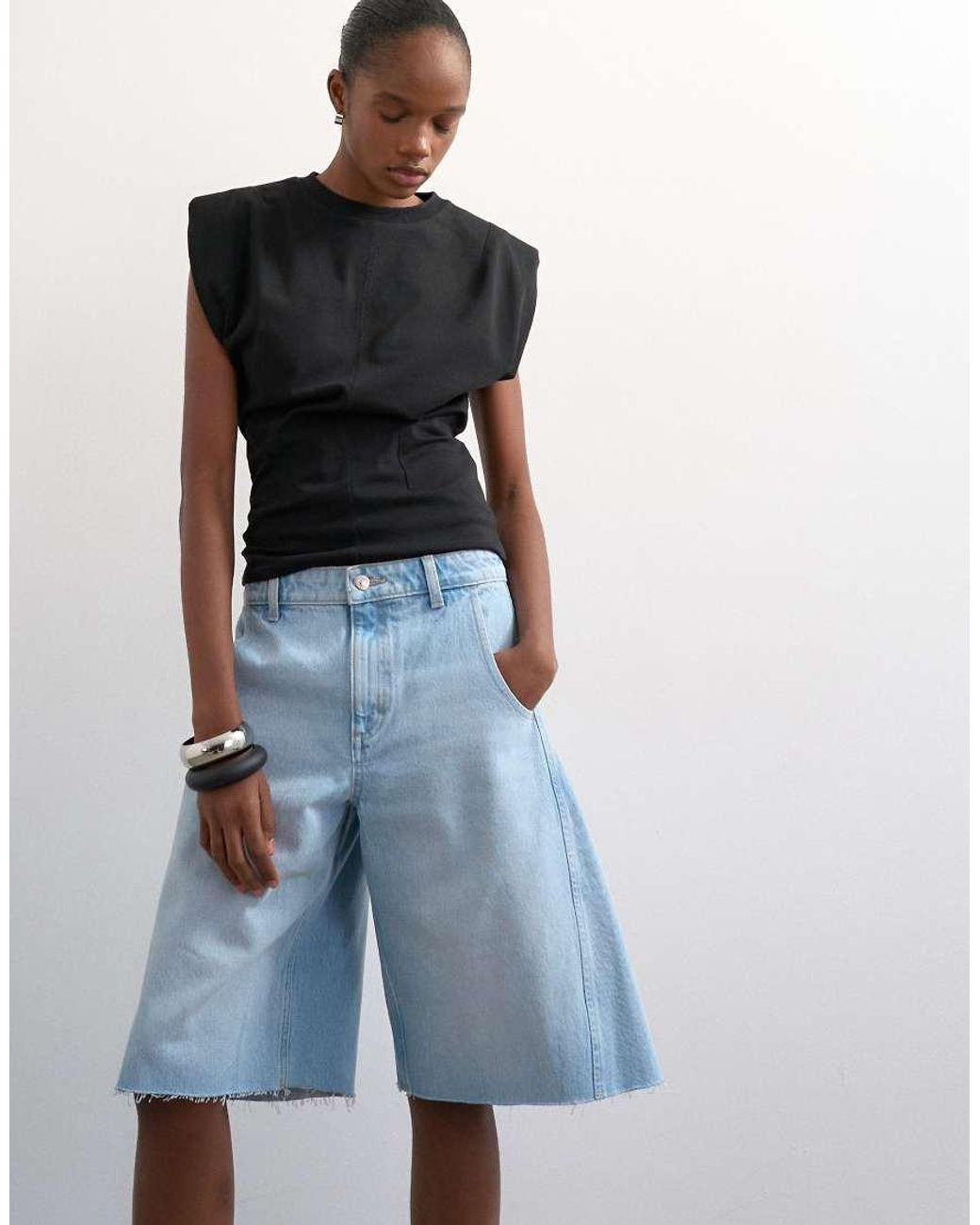 TOPSHOP Multicolor Denim Barrel Jort