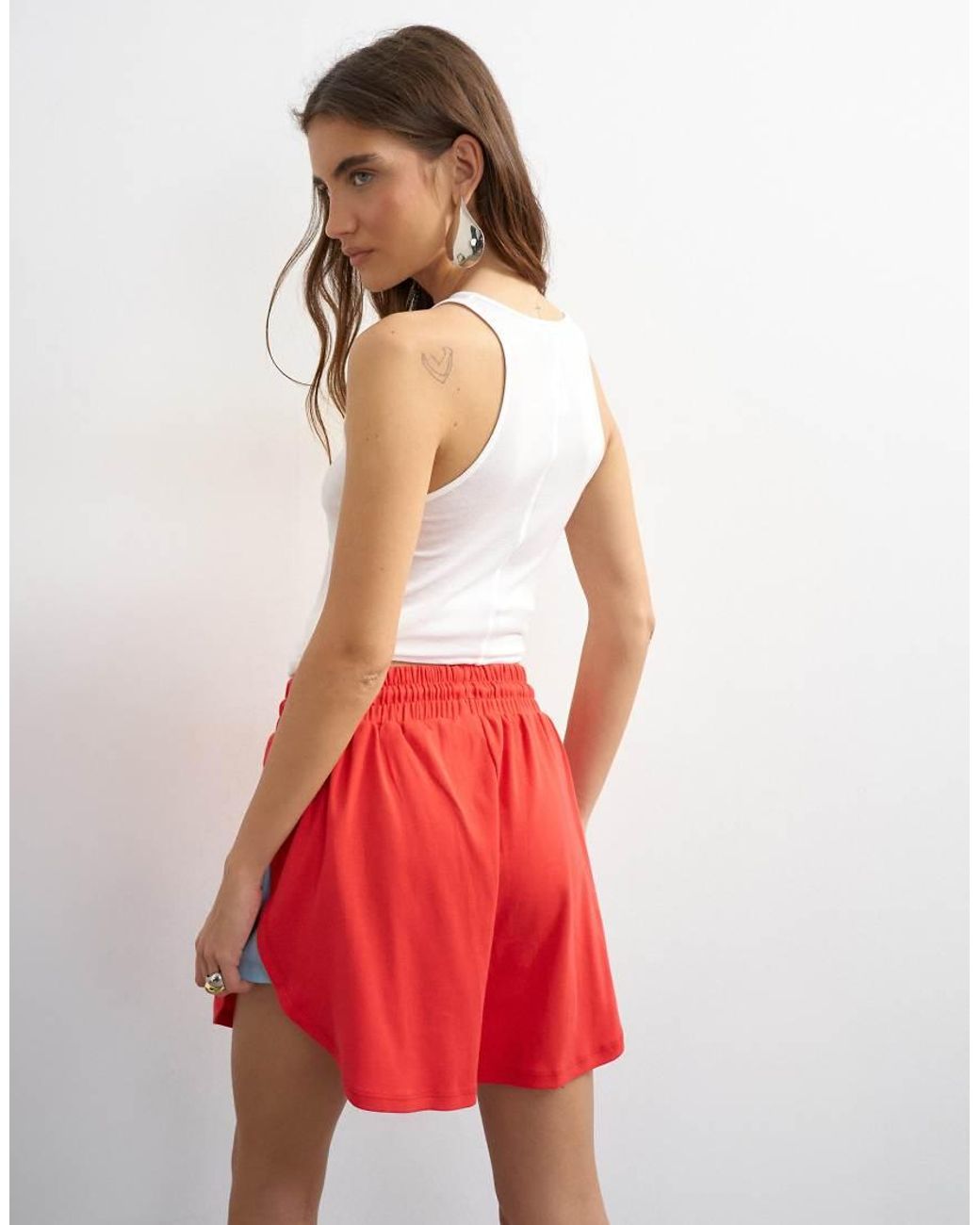 TOPSHOP Red Colour Block Sport Shorts Co-ord