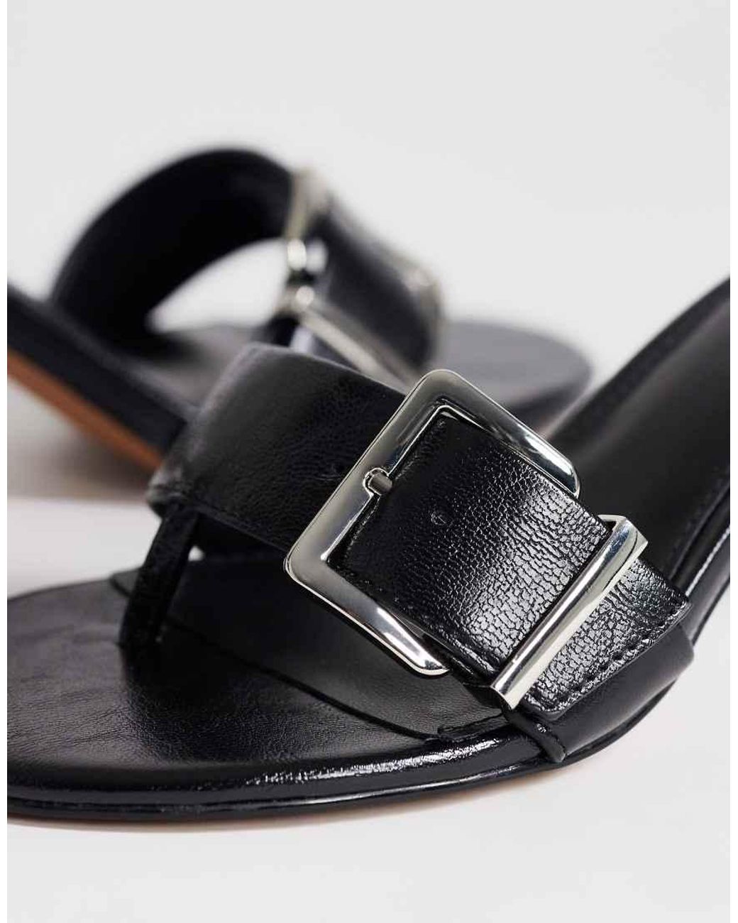 TOPSHOP Black Nadine Mid Heeled Mules With Buckle