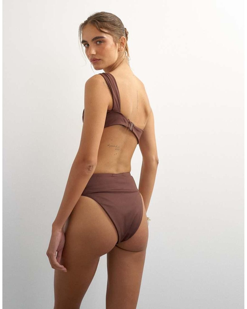 TOPSHOP Natural Tiana High Waisted Bikini Bottoms