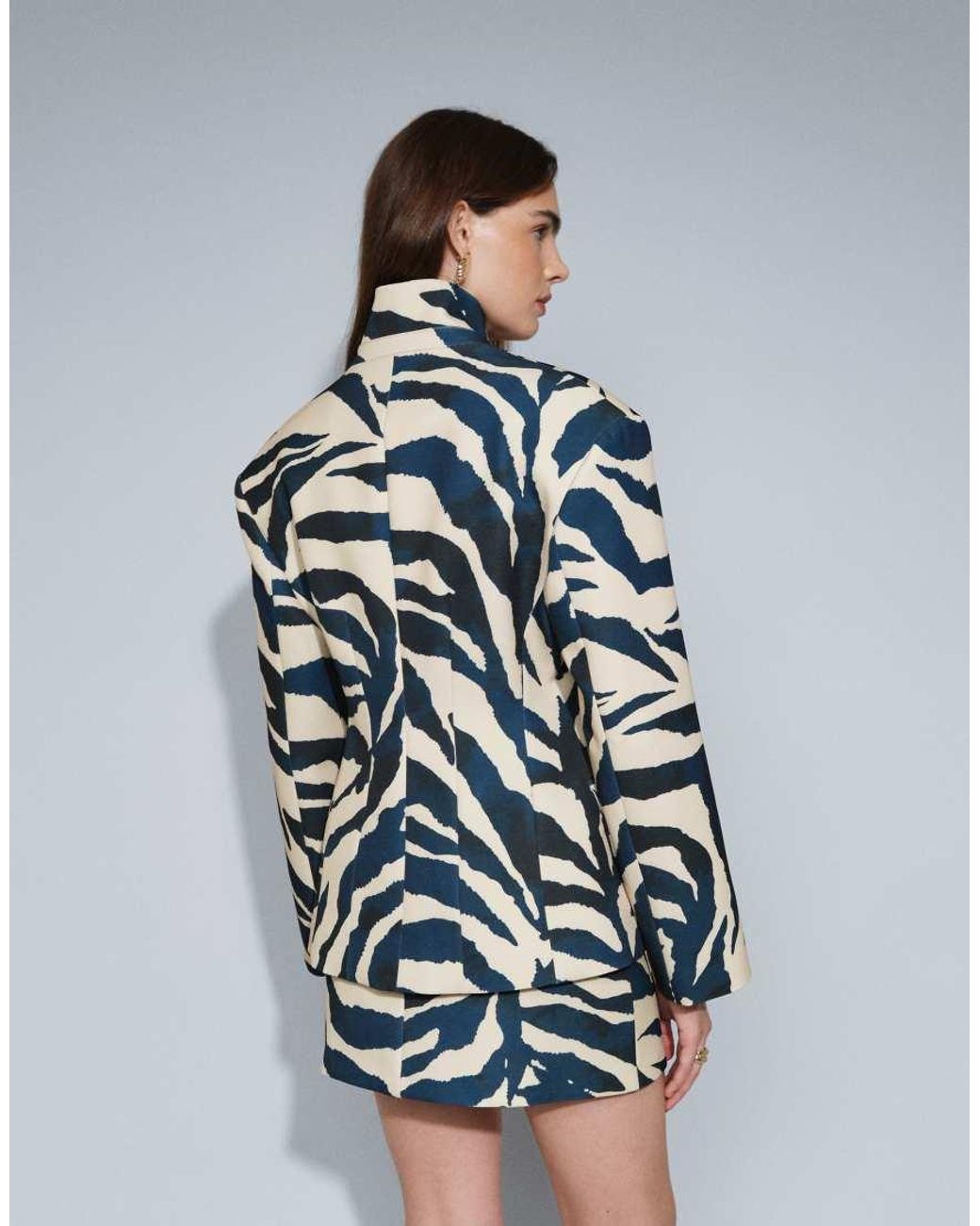 TOPSHOP Multicolor Co-Ord Zebra Print High Neck Blazer